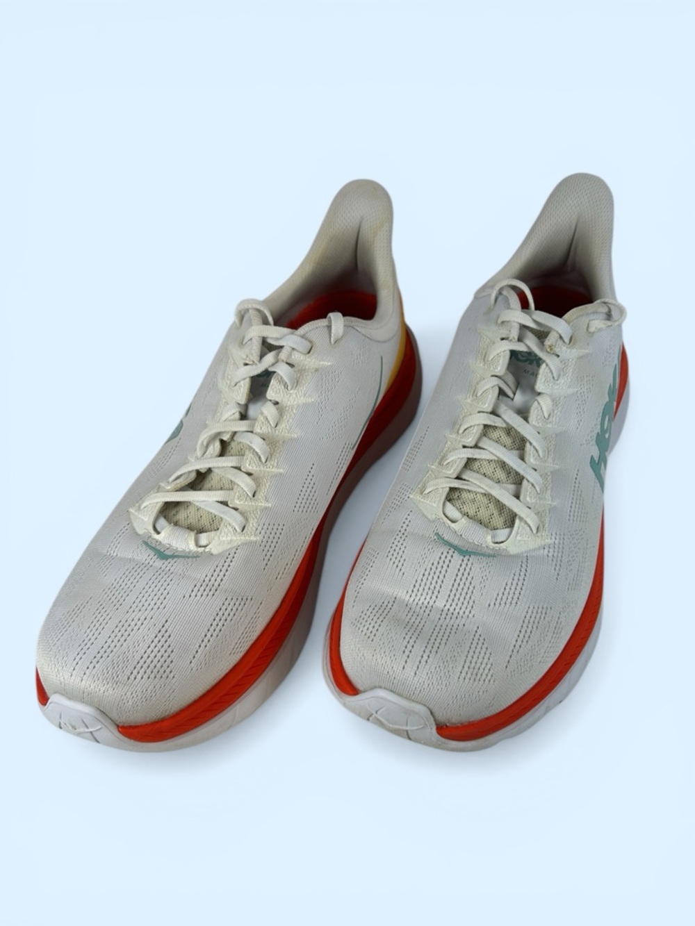 Hoka One One Men's Size 13D White/Fiesta Mach 4 Everyday Running Shoes